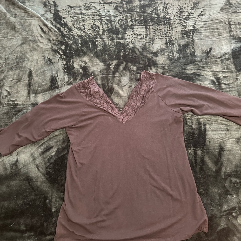 Torrid Black Cotton Blend Lace Trim Top
